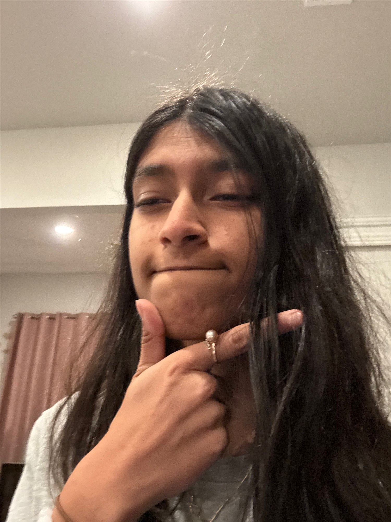 Anju making a playful face