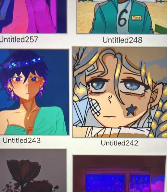 A glimpse of Anju's digital gallery, with several drawings